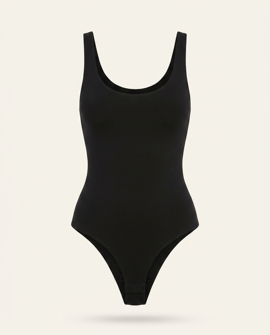 Naadloze bodysuit dames met spaghettibandjes en ronde halslijn, productfoto zonder model