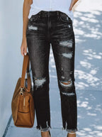 Miss | Jeans Dames 3/4 Rechte Pijp Cropped Retro - Denim