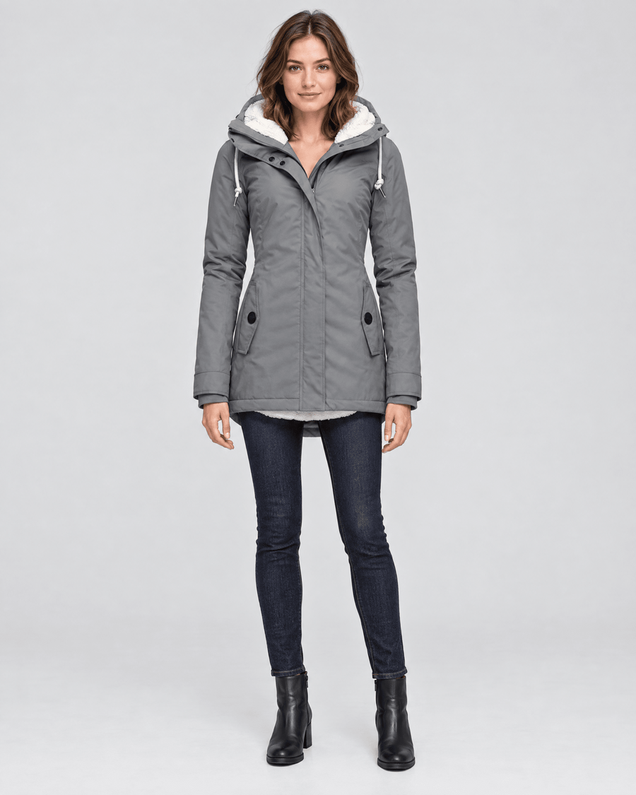 Jas Dames Lang Waterdicht Capuchon Getailleerd - Polyester
