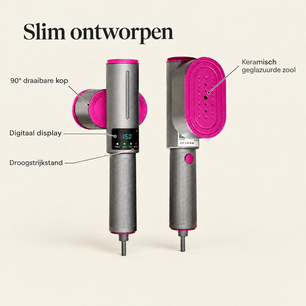 Kledingstomer met digitaal display, draaibare kop en keramische zool