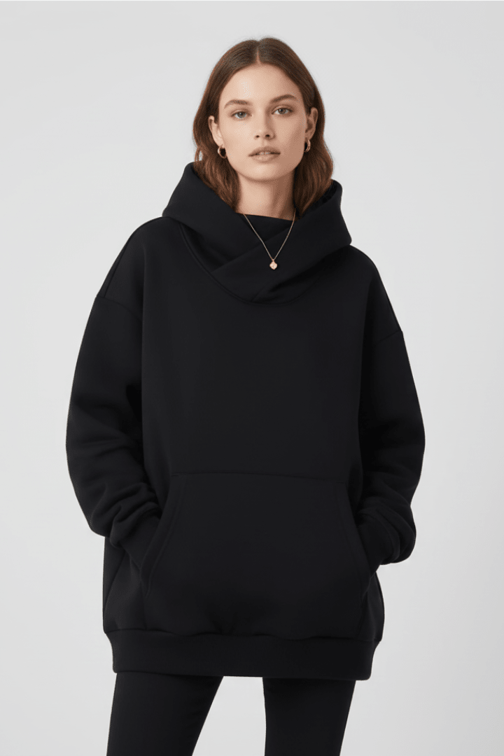 Hoodie Dames Oversized Hoge Hals Kangoeroezak – Casual | Miss Madera - Miss Madera MIS-AA5AUR