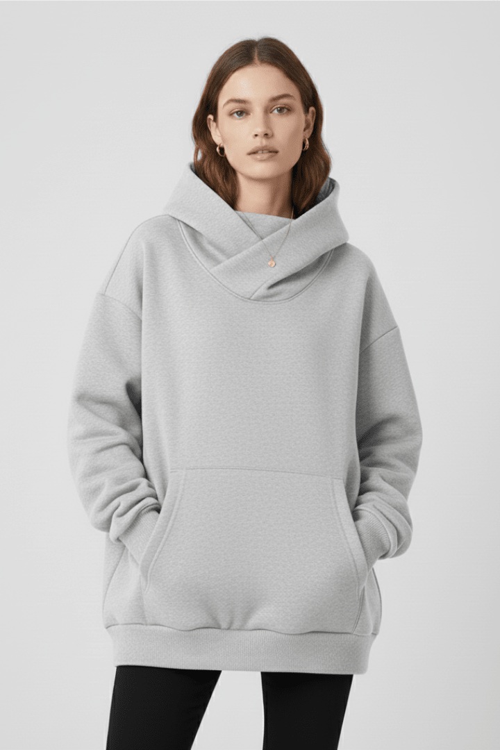 Hoodie Dames Oversized Hoge Hals Kangoeroezak – Casual | Miss Madera - Miss Madera MIS-6QFM0N