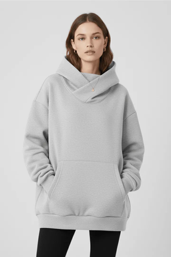 Hoodie Dames Oversized Hoge Hals Kangoeroezak – Casual | Miss Madera - Miss Madera MIS-6QFM0N