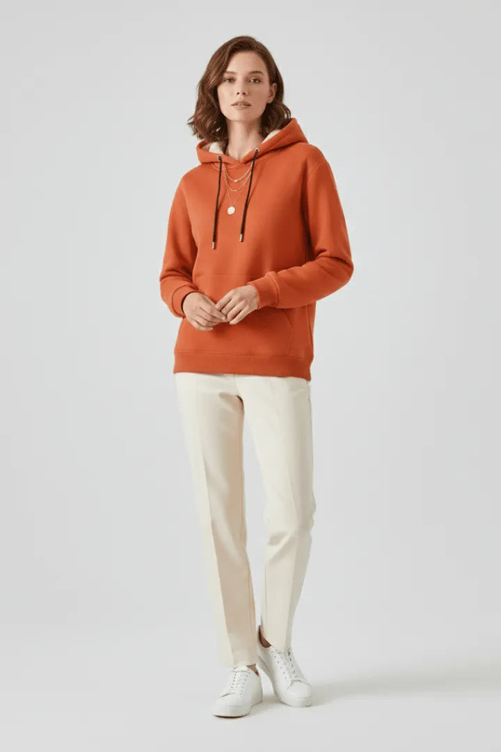 Hoodie Dames Sherpa Gevoerd Kangoeroezak – Winter | Miss Madera - Miss Madera MIS-SWD6RC