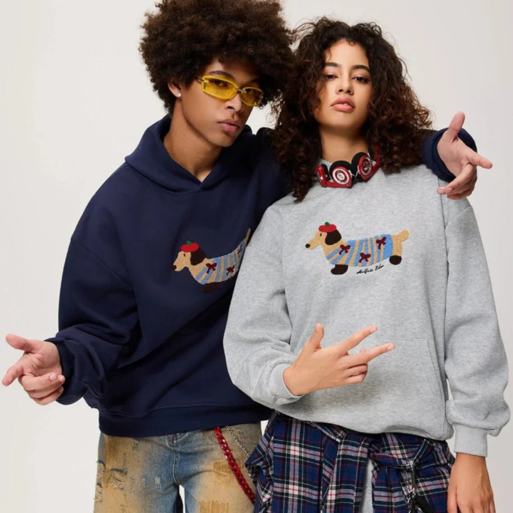 Hoodie teckel Dames | Geborduurde Oversized Casual - Miss Madera