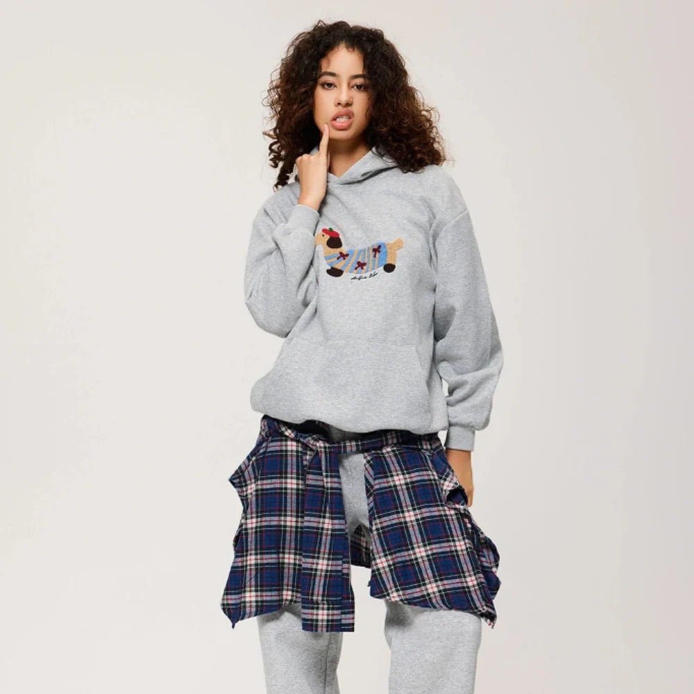 Hoodie teckel Dames | Geborduurde Oversized Casual - Miss Madera