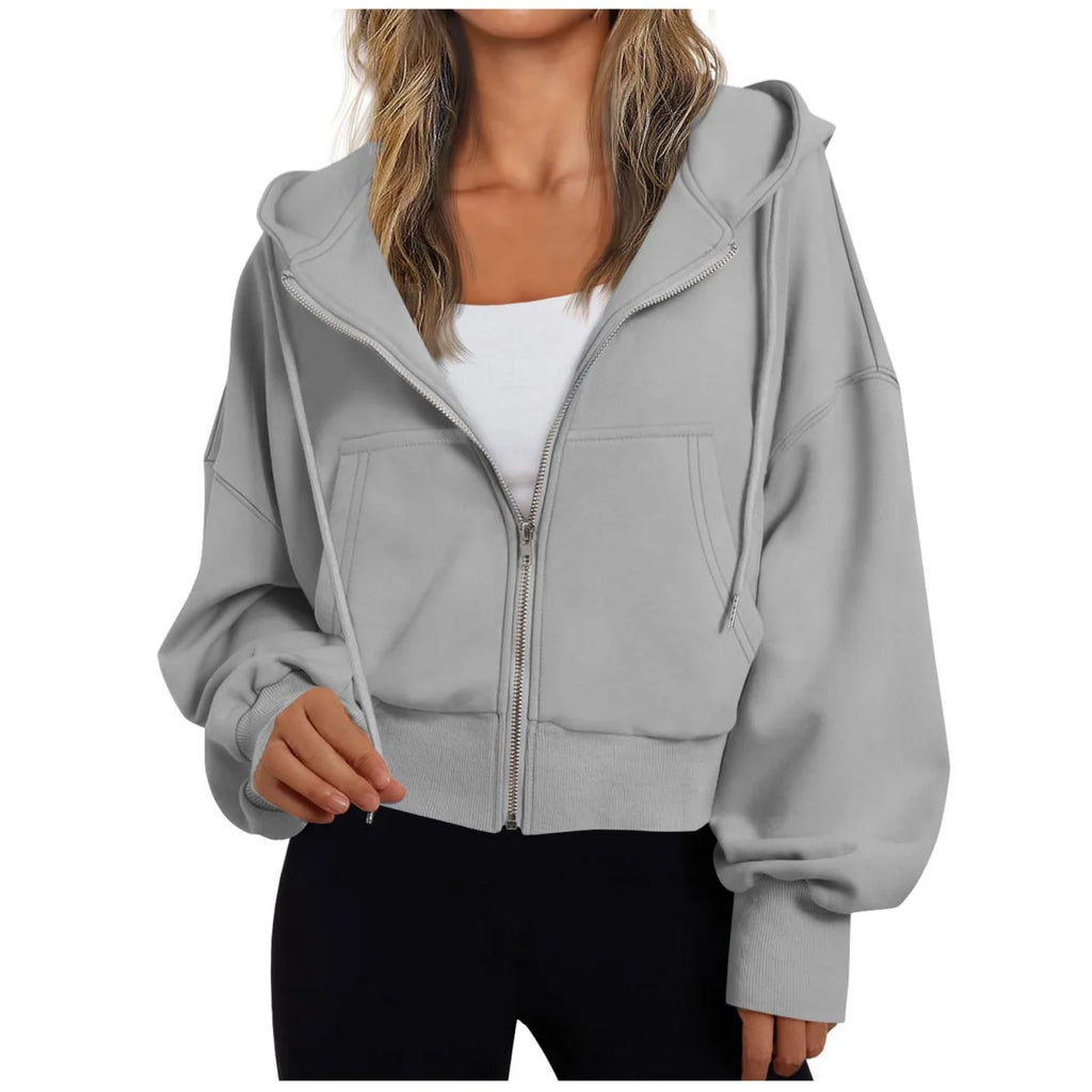 Hoodie Dames Losvallend Rits Capuchon