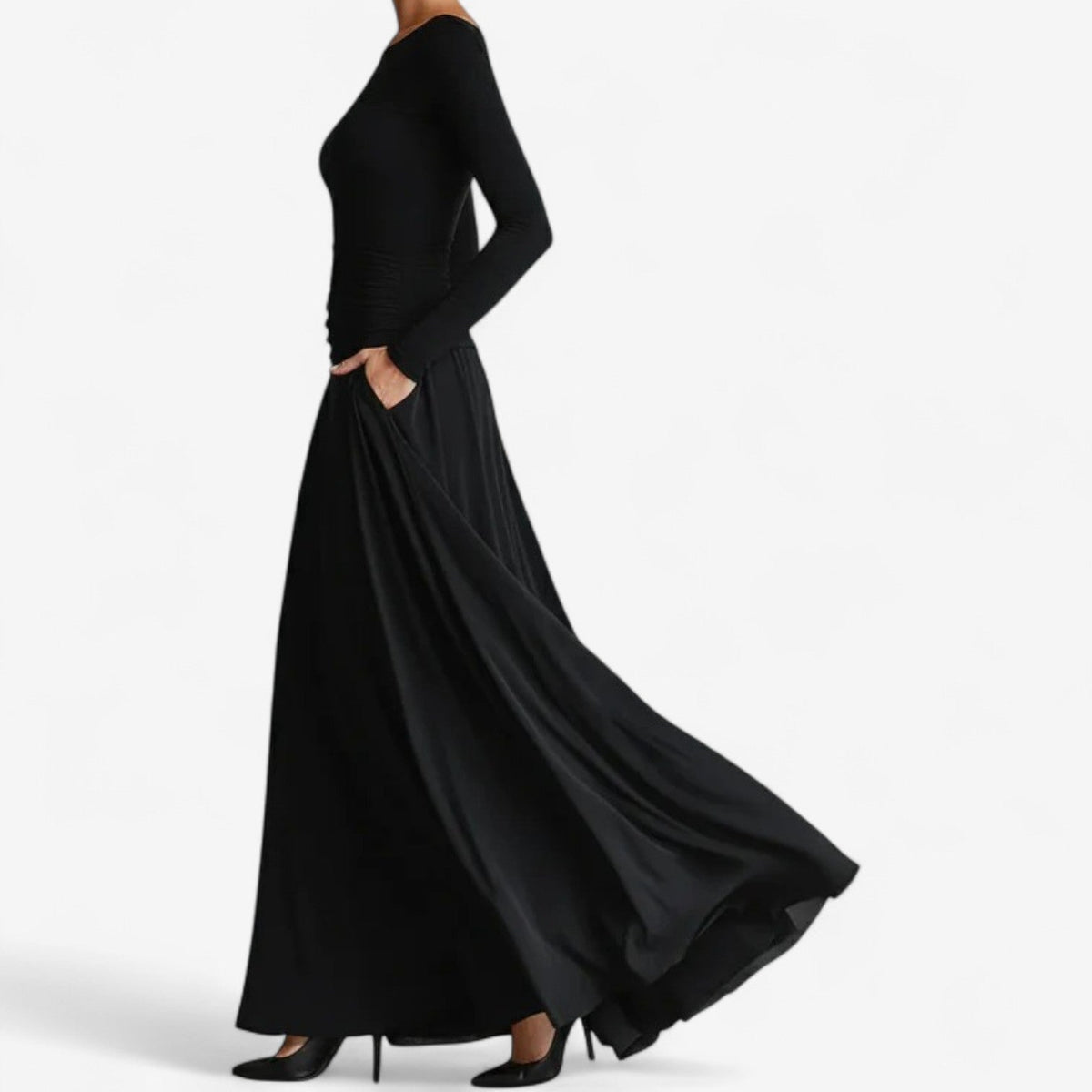 Jurk Dames Vloeiend Getailleerd Maxi - Chiffon