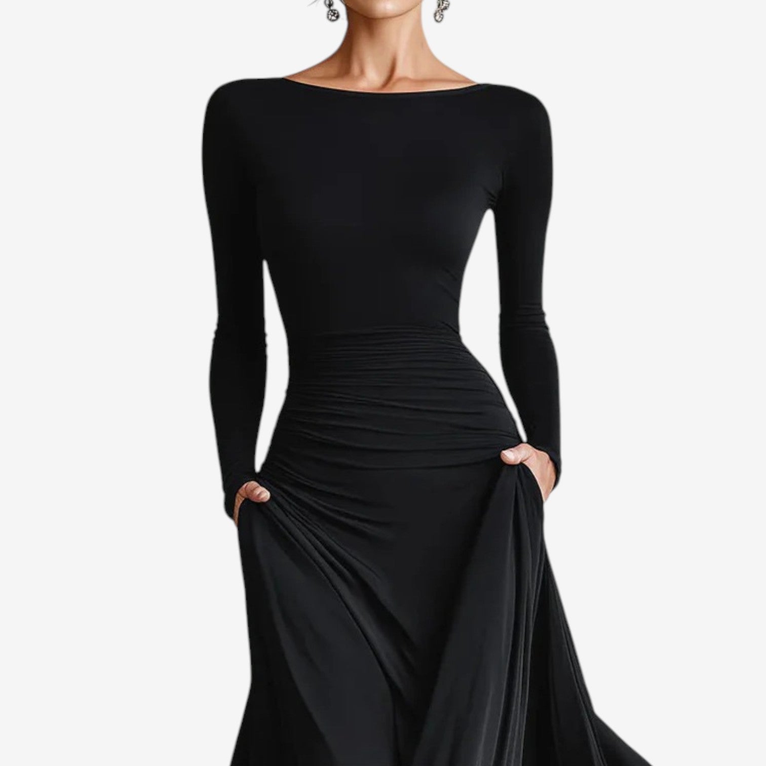 Jurk Dames Vloeiend Getailleerd Maxi - Chiffon