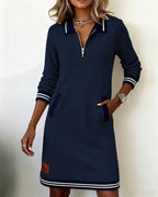 Jurk Dames Herfst Midi Rechte Snit - Katoen