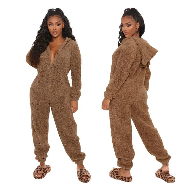 Miss | Onesie Dames Teddy Fleece Capuchon Losvallend