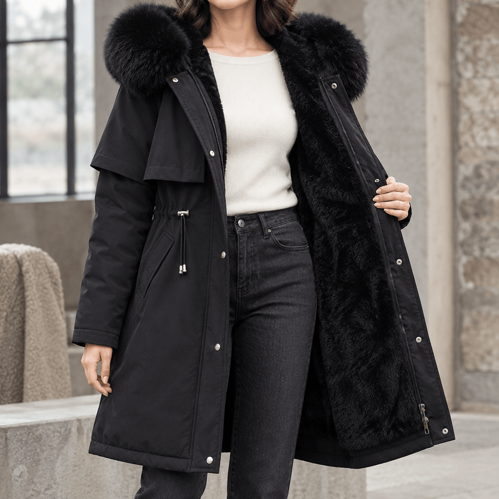 Jas Dames Longline Capuchon Trekkoord