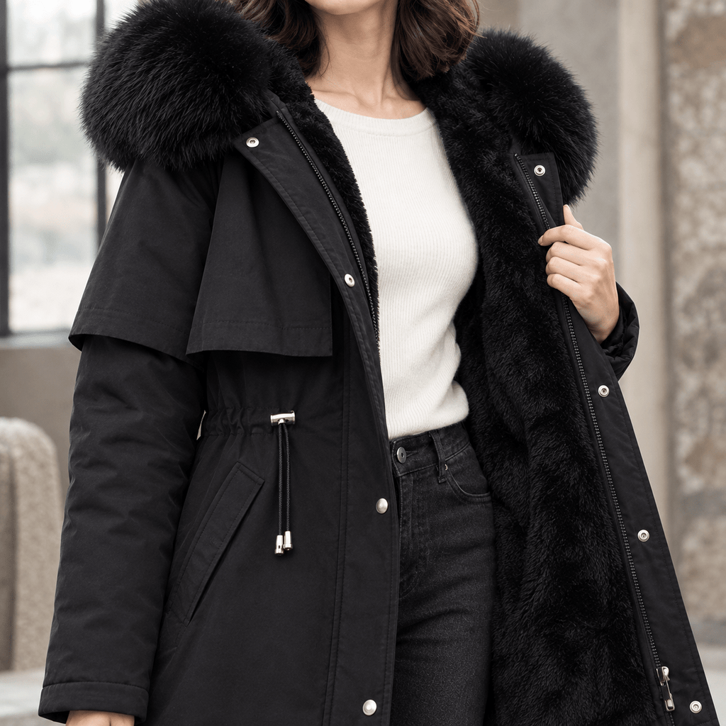 Jas Dames Longline Capuchon Trekkoord