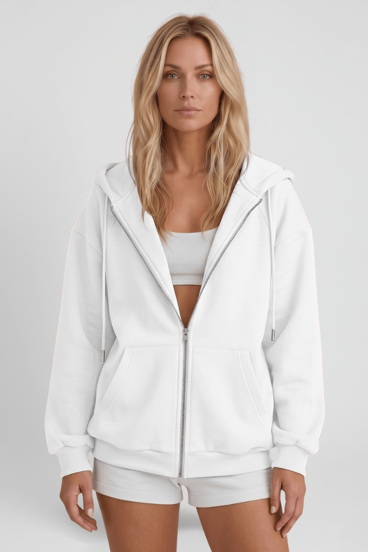 Jas Dames Capuchon Asymmetrische Rits – Casual | Miss Madera - Miss Madera MIS-2WY20G-S