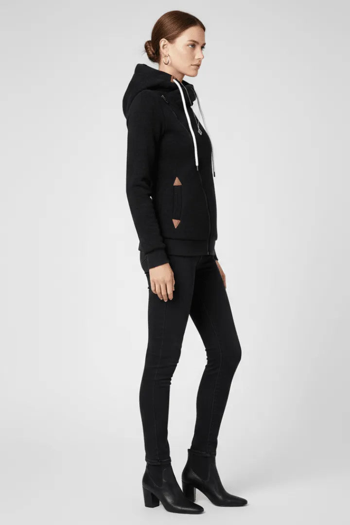 Jas Dames Capuchon Asymmetrische Rits – Casual | Miss Madera - Miss Madera MIS-KAZGVP-S
