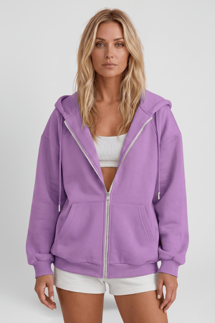 Jas Dames Capuchon Asymmetrische Rits – Casual | Miss Madera - Miss Madera MIS-X67121-S