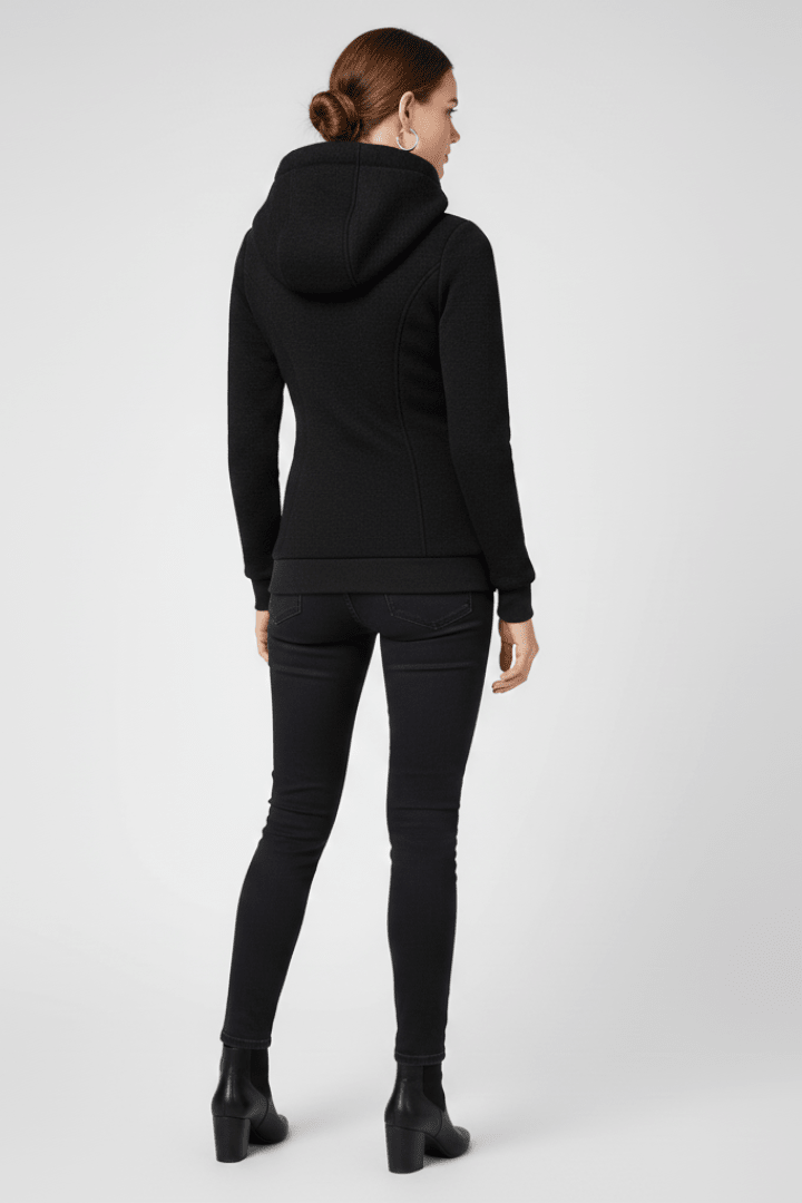 Jas Dames Capuchon Asymmetrische Rits – Casual | Miss Madera - Miss Madera MIS-KAZGVP-S