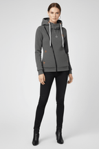 Jas Dames Capuchon Asymmetrische Rits – Casual | Miss Madera - Miss Madera MIS-PHIMLD-S
