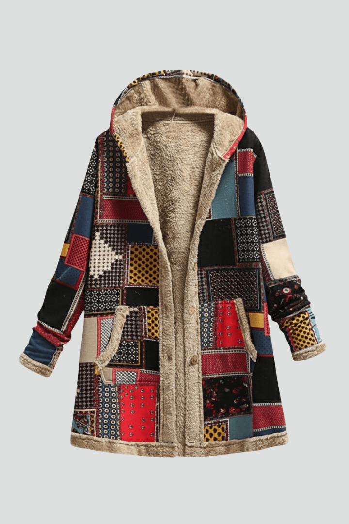 Jas Dames Capuchon Patchwork Rits – Herfst Winter | Miss Madera - Miss Madera MIS-R8STBB