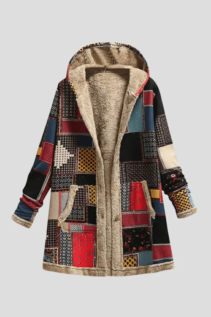 Jas Dames Capuchon Patchwork Rits – Herfst Winter | Miss Madera - Miss Madera MIS-R8STBB
