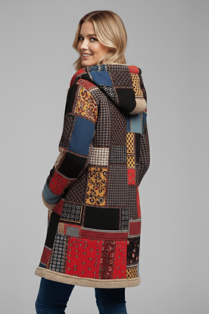 Jas Dames Capuchon Patchwork Rits – Herfst Winter | Miss Madera - Miss Madera MIS-TGMRVJ