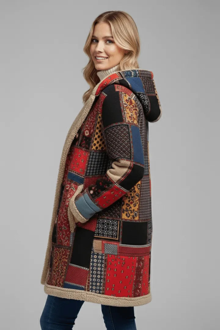 Jas Dames Capuchon Patchwork Rits – Herfst Winter | Miss Madera - Miss Madera MIS-TGMRVJ