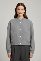 Jas Dames Cropped Drukknoop Geribbeld – Casual | Miss Madera - Miss Madera MIS-QHVW28