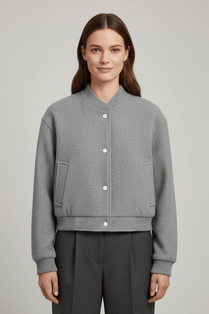 Jas Dames Cropped Drukknoop Geribbeld – Casual | Miss Madera - Miss Madera MIS-QHVW28