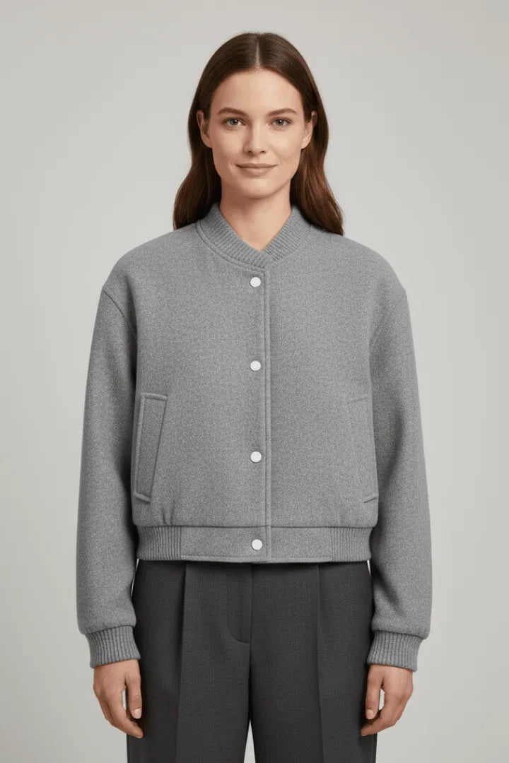 Jas Dames Cropped Drukknoop Geribbeld – Casual | Miss Madera - Miss Madera MIS-QHVW28