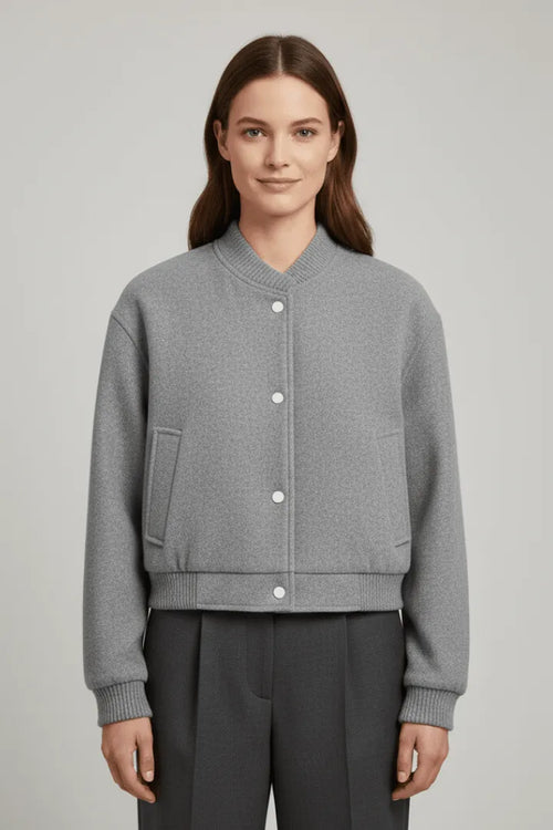 Jas Dames Cropped Drukknoop Geribbeld – Casual | Miss Madera - Miss Madera MIS-QHVW28