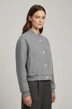 Jas Dames Cropped Drukknoop Geribbeld – Casual | Miss Madera - Miss Madera MIS-QHVW28