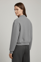 Jas Dames Cropped Drukknoop Geribbeld – Casual | Miss Madera - Miss Madera MIS-QHVW28