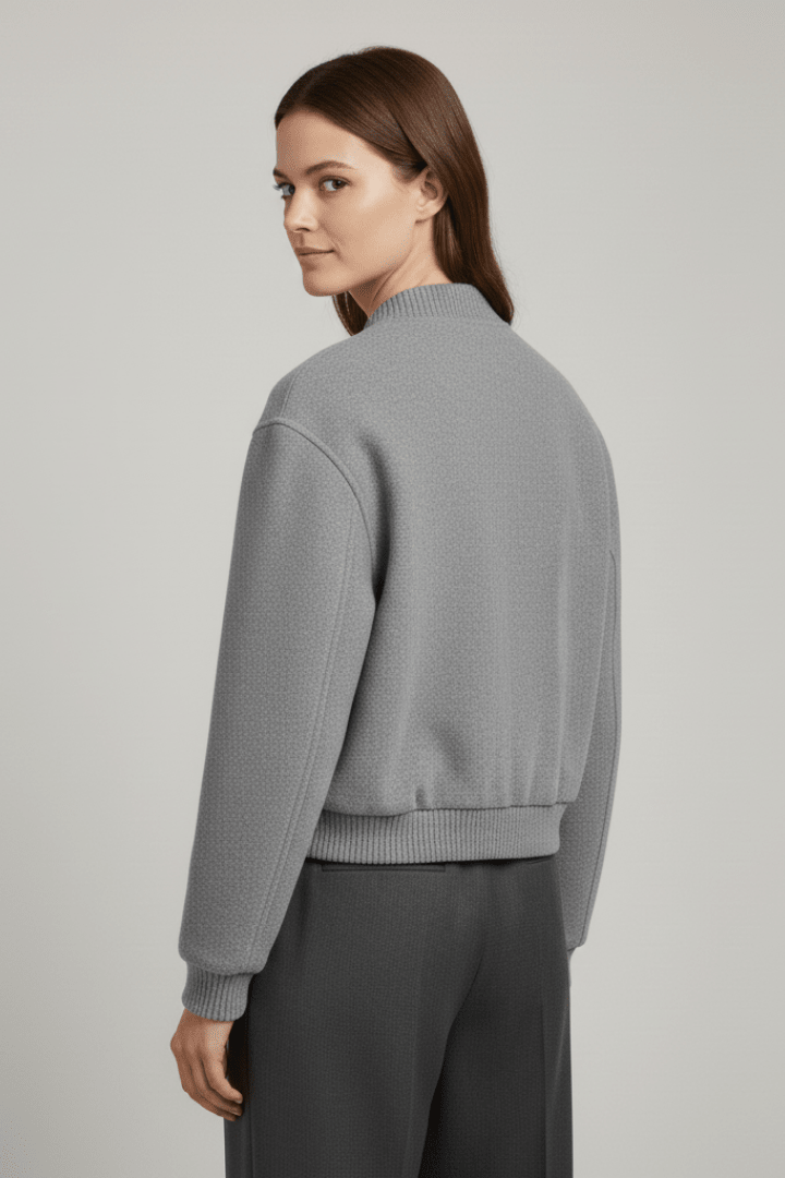 Jas Dames Cropped Drukknoop Geribbeld – Casual | Miss Madera - Miss Madera MIS-QHVW28