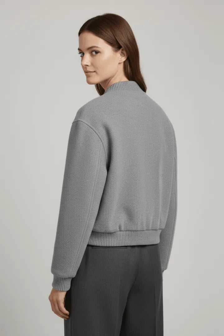 Jas Dames Cropped Drukknoop Geribbeld – Casual | Miss Madera - Miss Madera MIS-QHVW28