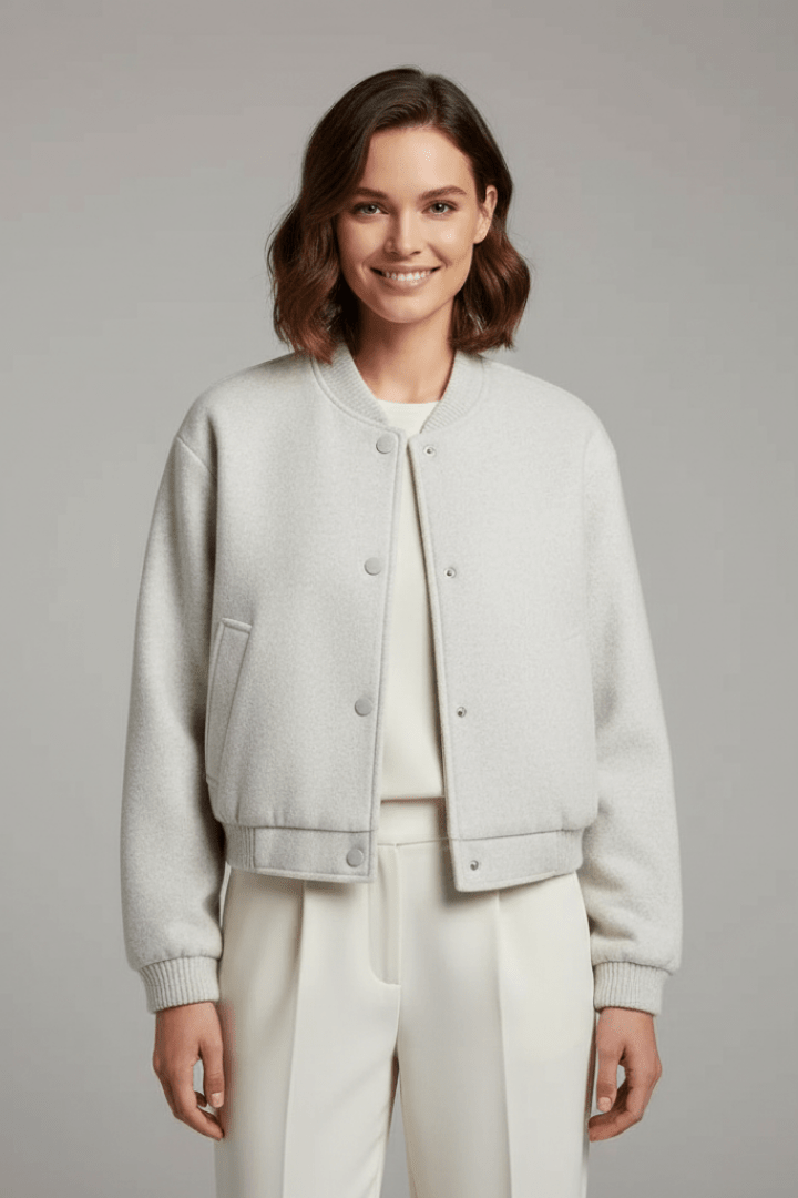 Jas Dames Cropped Drukknoop Geribbeld – Casual | Miss Madera - Miss Madera MIS-JMM5LU