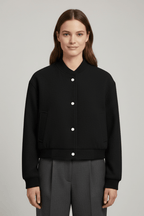 Jas Dames Cropped Drukknoop Geribbeld – Casual | Miss Madera - Miss Madera MIS-0049KN