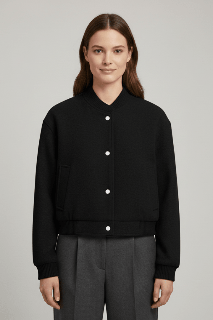Jas Dames Cropped Drukknoop Geribbeld – Casual | Miss Madera - Miss Madera MIS-0049KN