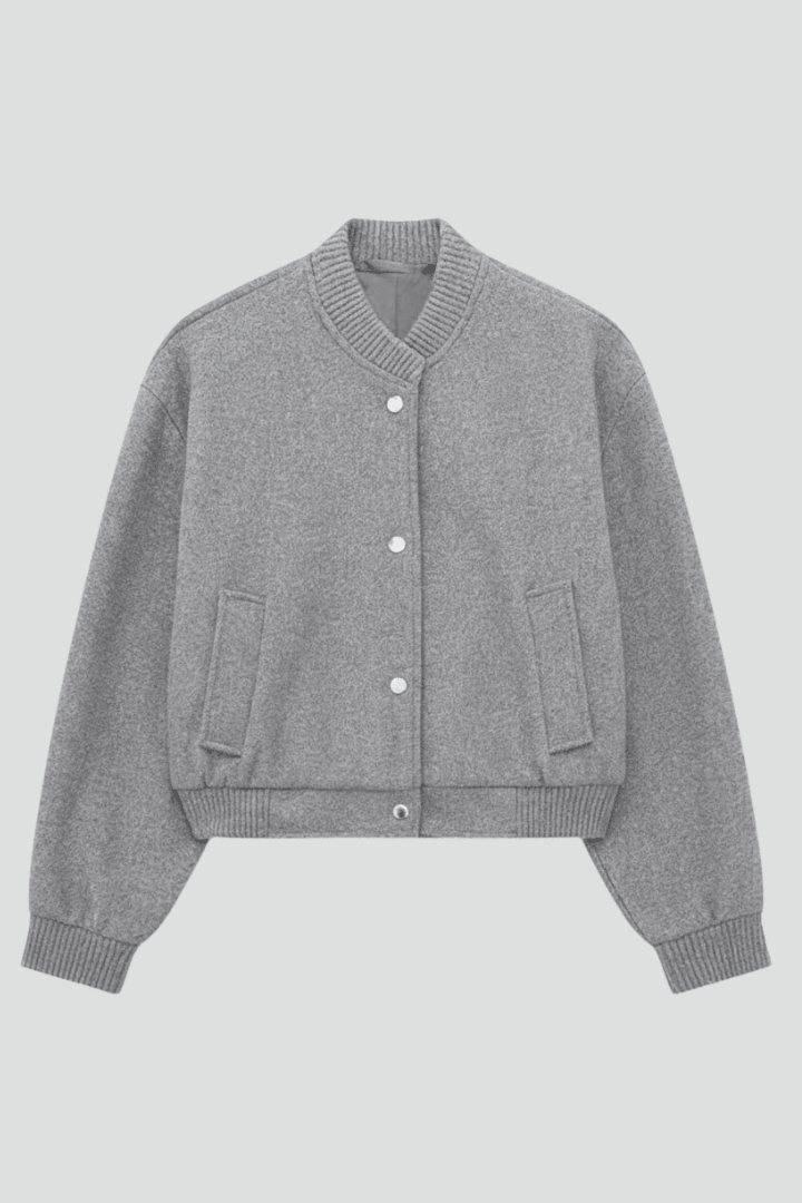 Jas Dames Cropped Drukknoop Geribbeld – Casual | Miss Madera - Miss Madera MIS-QHVW28