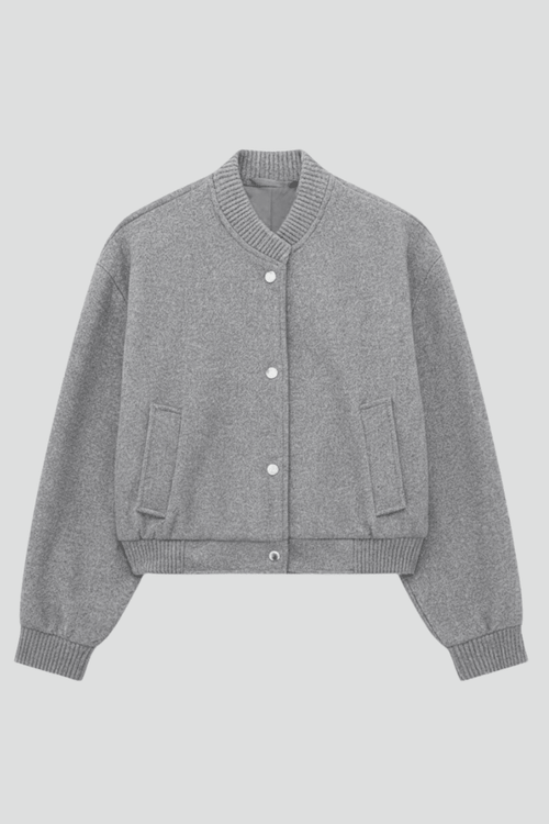Jas Dames Cropped Drukknoop Geribbeld – Casual | Miss Madera - Miss Madera MIS-QHVW28