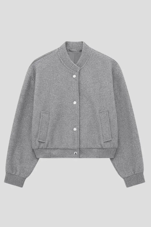 Jas Dames Cropped Drukknoop Geribbeld – Casual | Miss Madera - Miss Madera MIS-QHVW28