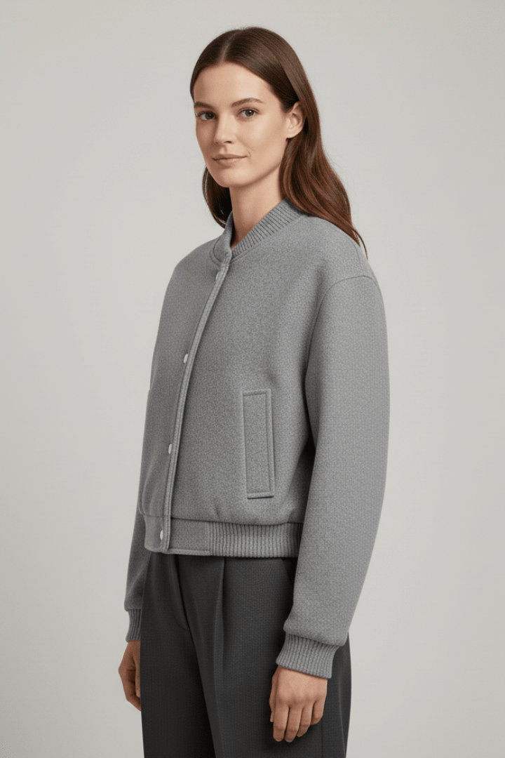 Jas Dames Cropped Drukknoop Geribbeld – Casual | Miss Madera - Miss Madera MIS-QHVW28