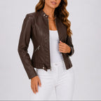 Jas Dames Cropped Getailleerd Leer – Casual Chic | Miss Madera - Miss Madera MIS-6GXM1Q
