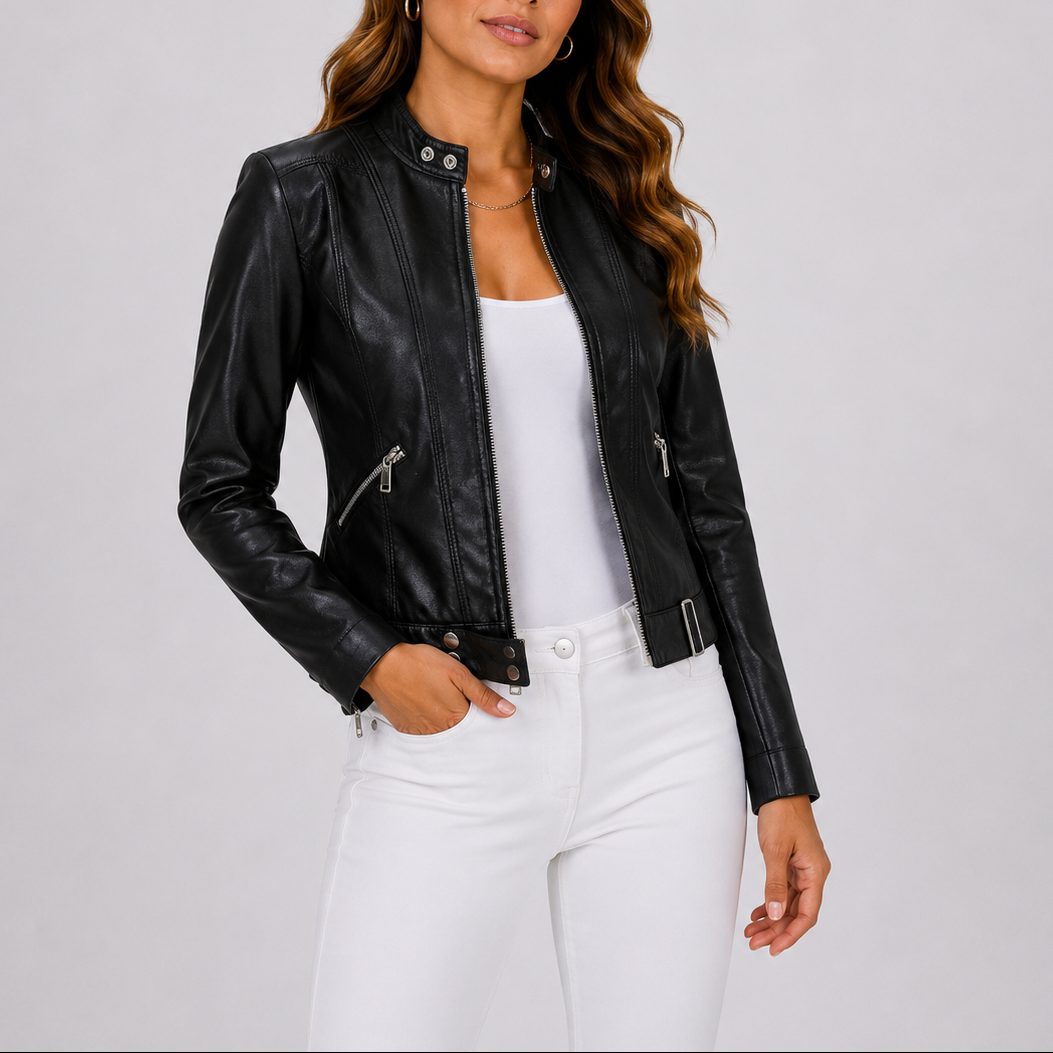 Jas Dames Cropped Getailleerd Leer – Casual Chic | Miss Madera - Miss Madera MIS-05Q9HW