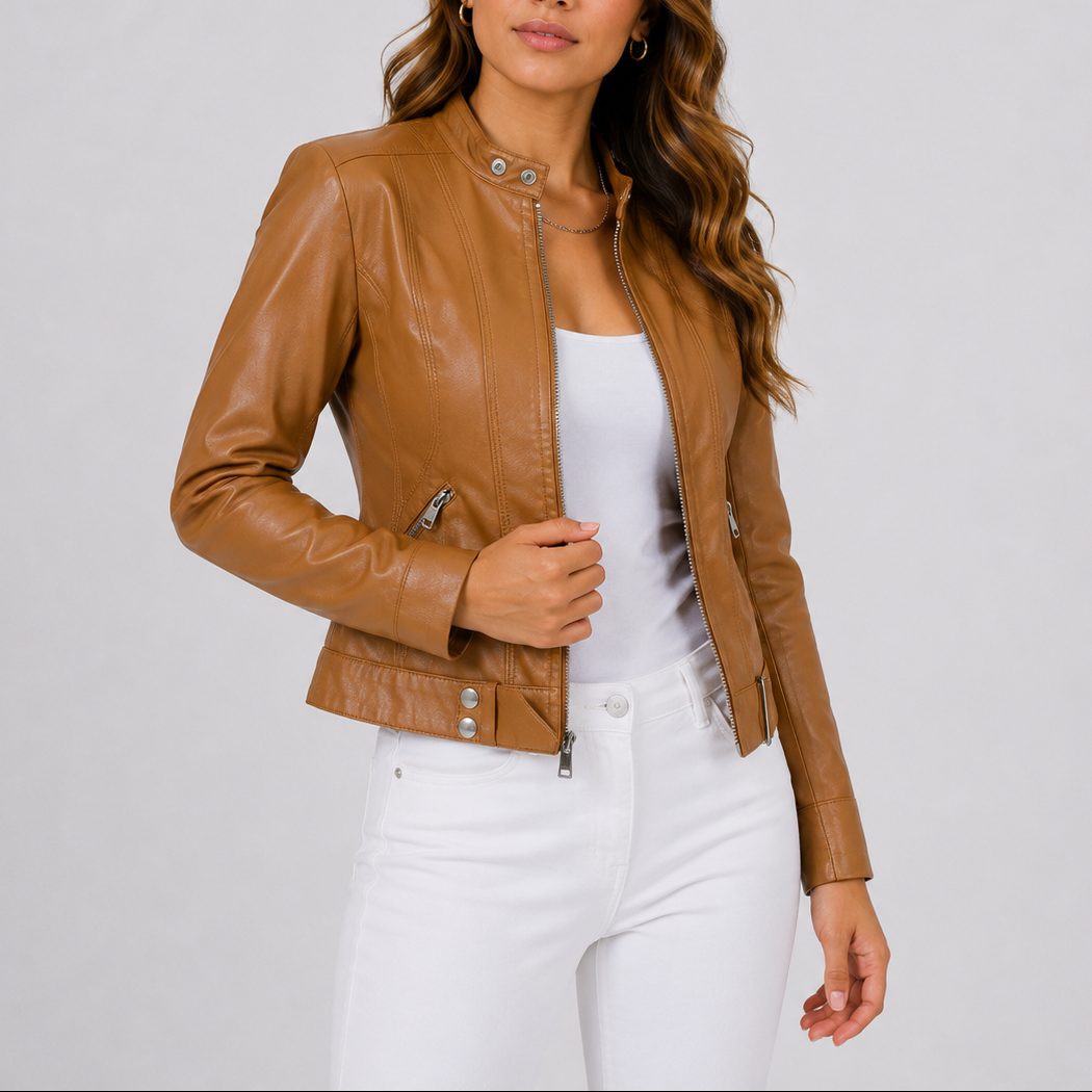 Jas Dames Cropped Getailleerd Leer – Casual Chic | Miss Madera - Miss Madera MIS-IZAXAA