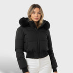 Jas Dames Cropped Gewatteerd Nepbont Capuchon – Winter | Miss Madera - Miss Madera MIS-F9F6E5