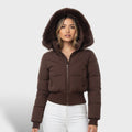 Jas Dames Cropped Gewatteerd Nepbont Capuchon – Winter | Miss Madera - Miss Madera MIS-YII4SY