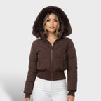 Jas Dames Cropped Gewatteerd Nepbont Capuchon – Winter | Miss Madera - Miss Madera MIS-YII4SY