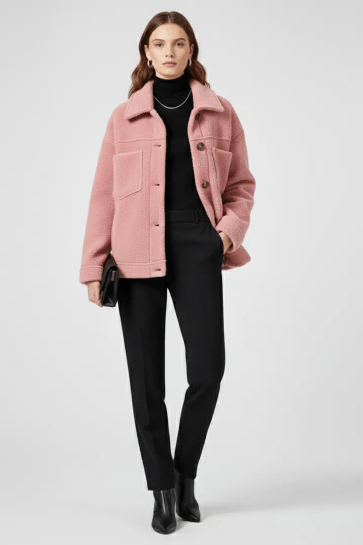 Jas Dames Fleece Knoopsluiting Relaxed Fit – Kantoor | Miss Madera - Miss Madera MIS-AAOK2F