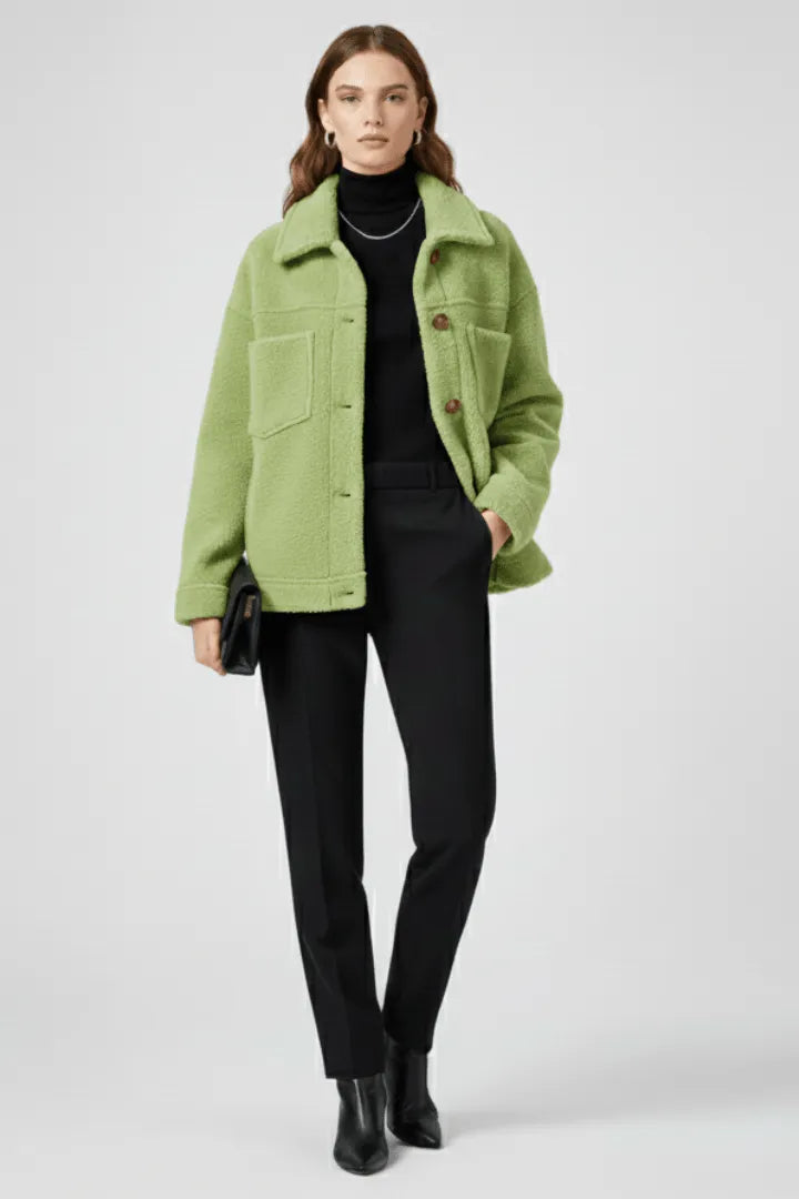 Jas Dames Fleece Knoopsluiting Relaxed Fit – Kantoor | Miss Madera - Miss Madera MIS-LWQ4ZU