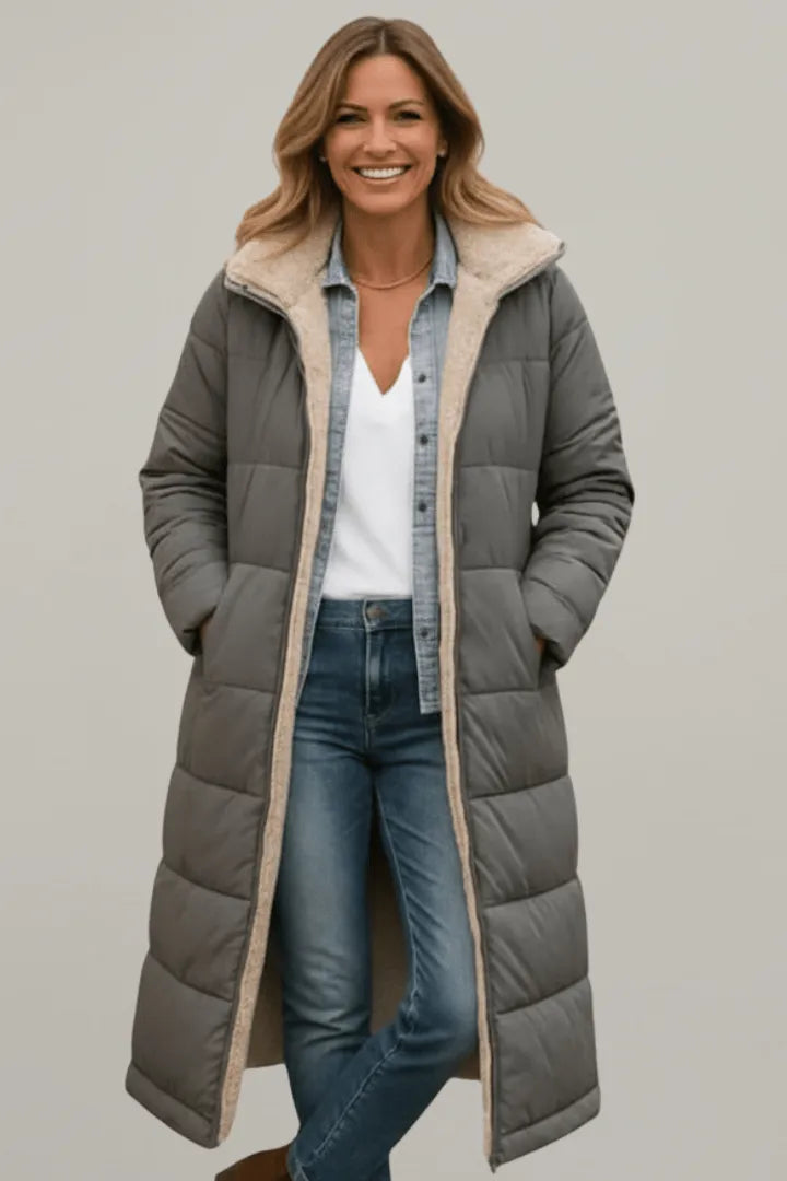 Jas Dames Lang Gewatteerd Capuchon – Winter | Miss Madera - Miss Madera MIS-4R69XG